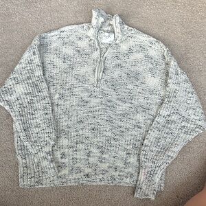 Aerie Women’s Gray Quarter Zip-Up Sweater